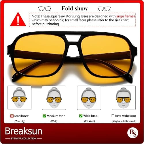 Breaksun Retro Aviator Sunglasses for Women Men Trendy Classic 70s Square Green Aviator Sun Glasses Vintage Shades thumbnail 6