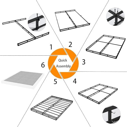 Snaye Queen Size Box Spring Bed Base 9 Inch, 3000lbs Heavy Duty Box Spring Queen Metal Mattress Foundation, Tool-Free Easy Assembly, Noise Free thumbnail 5