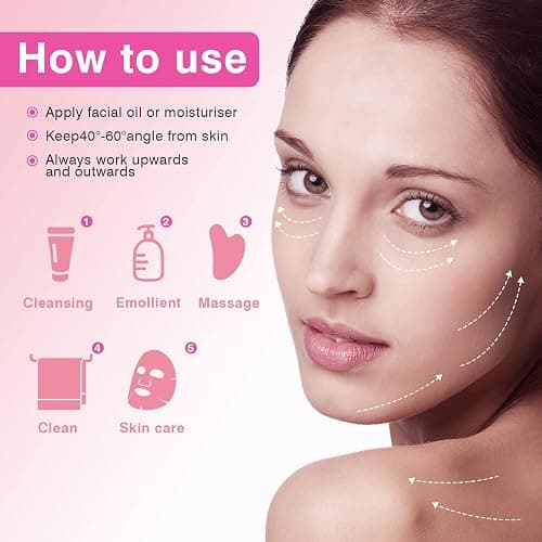 Gua Sha Outil de massage Guasha en pierre de jade naturelle pour soins du visage, soulage les rides et les yeux, traitement des gonflements, spa du dos (Rose) thumbnail 6