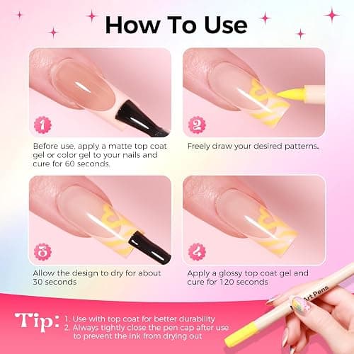 GELLAKTIK Nail Art Pens,18 Colors 0.7mm 3D Nail Polish Pens for Women | Quick-Dryings, Nail Marker for DIY Paint/Dotting/Liner, Home & Salon Manicure Tools, Great Gift, Non-Toxic, Beginner Friendly thumbnail 9