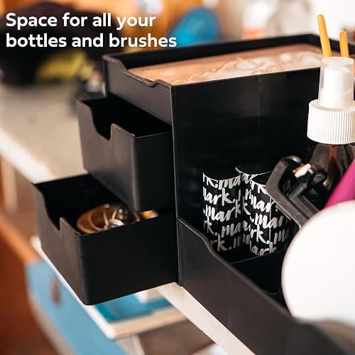 Uncluttered Designs Large Black Vanity Organizer - Countertop Mens Organizer With Drawers for Cologne, Deodorant, Beard, Shaving Lotion, Perfume & Skincare - Perfect for Bathroom & Bedroom Storage thumbnail 7