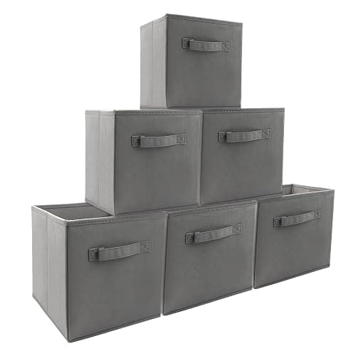 EBIGIC storage bins collapsible storage bins,cube storage organizer (Pack of 6) 9 * 7.5 * 7.5inch,For home and office Collapsible Closet Shelf Organizers, Drawer Organizers (Grey) - 9”x 7.5”x 7.5” - Grey 6Pack thumbnail 9