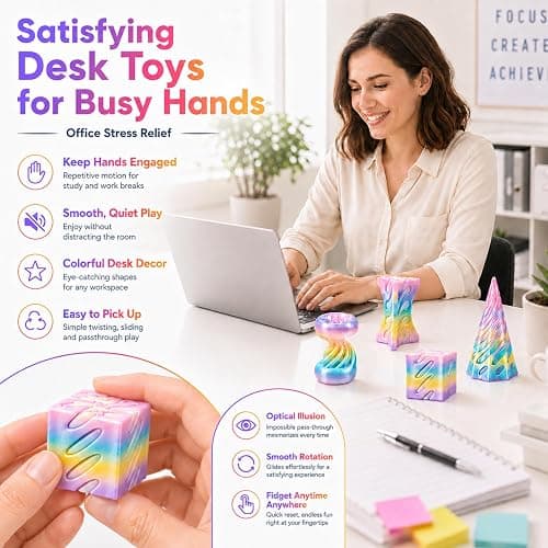 TGIQROVE 8 Pack 3D Printed Fidget Toys, Impossible Passthrough Toy Set | Pastel Rainbow Twist and Slide Optical Illusion Desk Toys, Sensory Fidgets for Kids, Teens and Adults thumbnail 4
