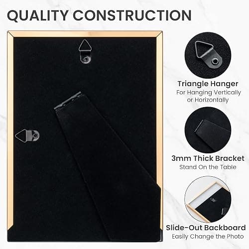 Venusmiles 4x6 Enamel Picture Frame, Gold Metal Edge with Easel, Real Glass Photo Frame for Wall and Tabletop Display Family Office Photo Gallery, Pink Enamel/1pc thumbnail 6