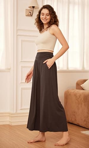 ODODOS Women's Wide Leg Palazzo Lounge Cropped Pants with Pockets Light Weight Comfy Pajama Capri Pants-20/22"/ 24" Inseam thumbnail 2