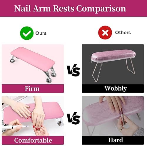 Arm Rest for Nails Tech, Easy Clean Nail Arm Rest, Reduce Back Pain Hand Rest for Nails Tech, Sturdy Support Armrest for Nails Fits UV LED Nail Lamp Underneath, Salon & Home Use (Pink) thumbnail 6