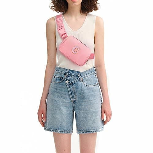 Uygafly Graduation Gifts for Girls Teen,Belt Bag for Women Girls Initial Crossbody Bag Waist Packs Teens Fanny Pack,Personalized Accessories for Preppy Cute Stuff Gifts for Teens Girls Kids | Peach,C thumbnail 6