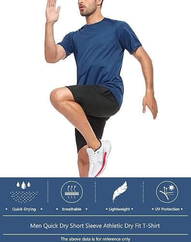 Kinglaman 1/4/5/6 Pack Men's Workout Gym Dry Fit Short Sleeve T Shirts | Quick Dry Fabric, Breathable Mesh, Moisture Wicking, Athletic Regular Fit, for Training, Running, All Sports Activities thumbnail 7