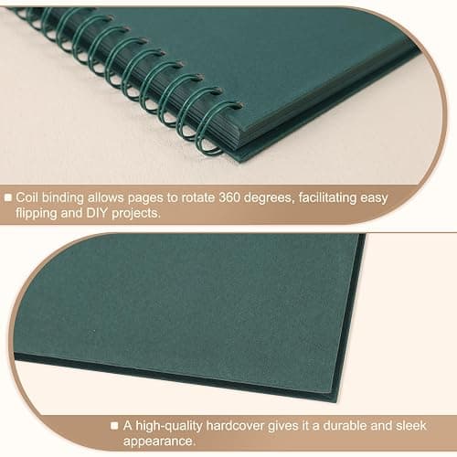 Scrapbook Album 12x12 Inches 100 Pages Hardcover Kraft Paper Photo Album Scrap Book Memory Book Blank DIY Scrapbook Albums for Boyfriend Wedding Baby Travel Anniversary Family, Green thumbnail 6