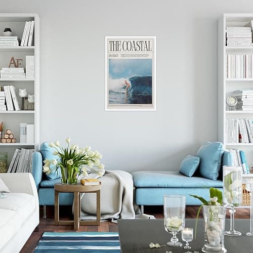 Trendy Summer Coastal Cow Girl Surf Wall Art Surfer Girl Canvas Posters Beach Preppy Aesthetic Magazine Cover Prints Painting For Living Room Bedroom Wall Decor 12x16in Unframed thumbnail 6