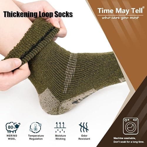 Time May Tell Mens Merino Wool Hiking Cushioning Socks For Outdoor Wool-Socks-For-Mens 3 Pack thumbnail 6