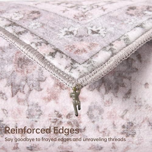 Sasttie 5x7 Area Rugs, Ultra-Soft Washable Rug, Low Pile Foldable Thin Carpets with Non-Slip Backing, Skin-Friendly Stain Resistant Carpet for Living Room, Bedroom, Kitchen, Dorm, 5x7, Pink thumbnail 5