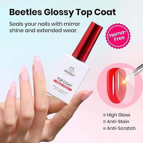 Beetles Gel Base and Top Coat Set HEMA & TPO Free No Wipe Top Coat | Soak-Off UV LED Gel Polish Foundation Kit for Long-Lasting High-Gloss Manicure thumbnail 4