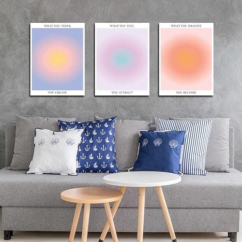 Colorful Abstract Aura Posters for Room Aesthetic 3 Piece Aura Gradient Spiritual Affirmation Canvas Wall Art Positive Energy Painting Danish Pastel Room Wall Decor for Bedroom Yoga 12x16in Unframed thumbnail 6
