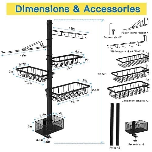 Griddle Caddy Organizer for Blackstone Griddle Accessories, BBQ Grill Picnic Utensil Condiment Caddy with Paper Towel Holder, Outdoor Kitchen Accessories for Camper, Gifts for Men, Dad thumbnail 2