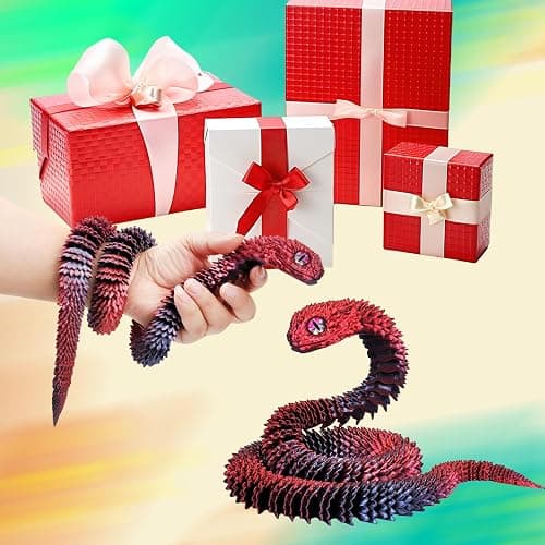 3D Printed Snake Animal Fidget Toys, 30 Inch Mystery Fake Anaconda, Realistic Sensory Gadget for Anxiety Relief, 3-D Print Articulated Snakes Collectible for Home Office Decor Executive Desk Toy thumbnail 7