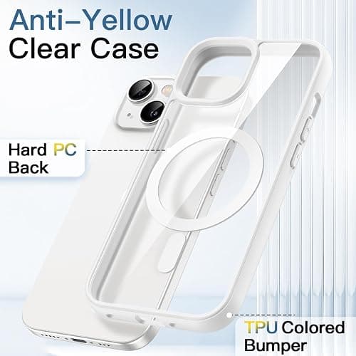 JETech Coque Magnétique pour iPhone 13 6,1 Pouces Compatible avec MagSafe, Étui Housse Antichoc Bumper, Cadre en TPU Mat de Couleur Unie, Dos Transparent Anti-Rayures (Lumière Stellaire) thumbnail 3