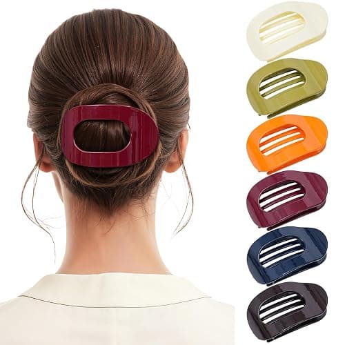 Secroma 6 PCS Flat Hair Clips for Women, French Medium Non Slip Claw Clips | Minimalist Glossy Design with Strong Grip for Thick Thin Hair, Keeps Hair Secure for Low Buns, Updos and Everyday Styling - Image 1