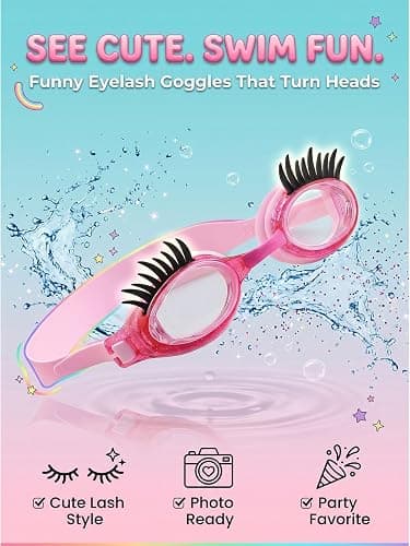 HZMRLSB Goggles with Eyelashes – Anti-Fog No Leak Swim Goggles with Lashes for Girls & Women, Funny for Pool Swimming thumbnail 2