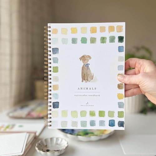 Animals Watercolor Workbook by Emily Lex Studio, 12 Beginner Friendly Sketched Illustrations, Lay Flat Spiral Pages, 6.5 x 9 inch, 120lb Watercolor Paper thumbnail 9