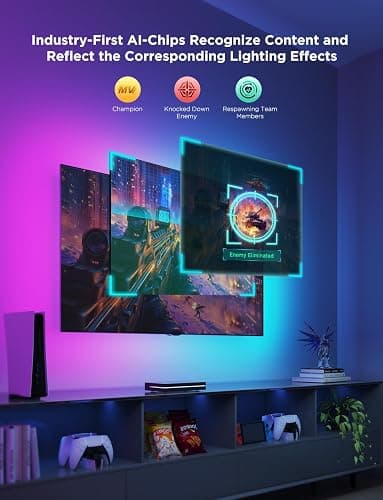 Govee HDMI 2.1 Sync Box 2, AI Sync Box with TV Backlight, Supports 8K@60Hz, 4K@144Hz, VRR and ALLM, Works with Matter and Alexa, RGBIC LED Light Strip for 55-65 inch TVs, 75 LEDs/m thumbnail 4