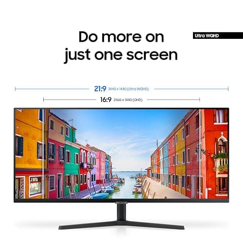 Samsung 34" ViewFinity S50GC Series Ultrawide QHD Monitor, 100Hz, 5ms, HDR10, AMD FreeSync, Ultrawide Screen, Eye Care, Thin Bezels, PIP, PBP, LS34C50DGANXZA, 2023, Black thumbnail 3