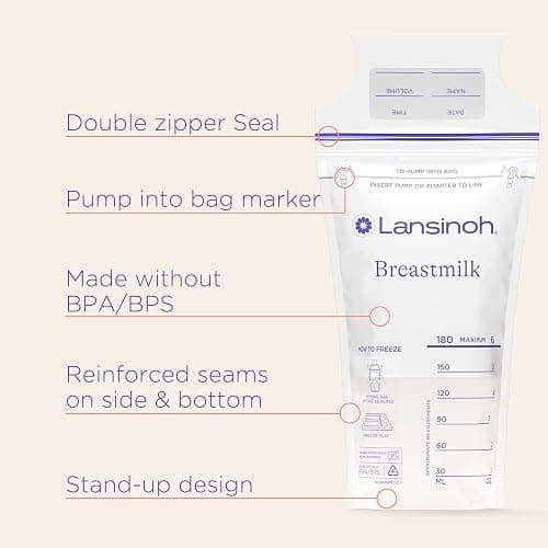 Lansinoh Breastmilk Storage Bags, 200 Count, Breast Milk Storage Bags for Feeding, Baby Essentials, 6 oz. + Lansinoh Stay Dry Disposable Nursing Pads, Soft and Super Absorbent Breast Pads, 200 Count thumbnail 6