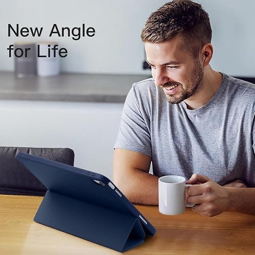 Akkerds Compatible with iPad (A16) 11th Generation Case 11 Inch 2025, for iPad 10th Generation Case 10.9 Inch 2022 with Pencil Holder, Slim Trifold Stand Protective Cover with Soft TPU Back, Navy Blue thumbnail 2