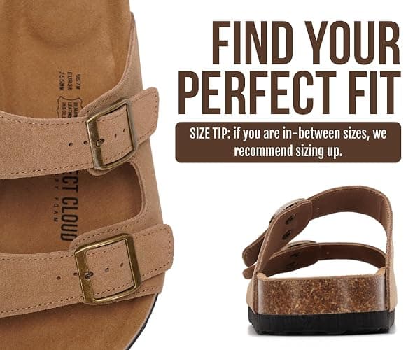 Project Cloud 100% Genuine Leather Flat Sandals For Women 2026 Cork Footbed Womens Sandals with Memory Foam and arch support Vacation Essentials Slides for Women Footwear (Venita) thumbnail 6