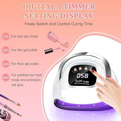 LKE UV Nail Lamp Nail Dryer 220W Professional UV LED Nail Lamp Led Nail Lamps for Gel with 4 Timers-Auto Sensor UV Lamp for Gel Nails Detachable Curing Lamp Gel Nail Polish for Home and Salon thumbnail 3