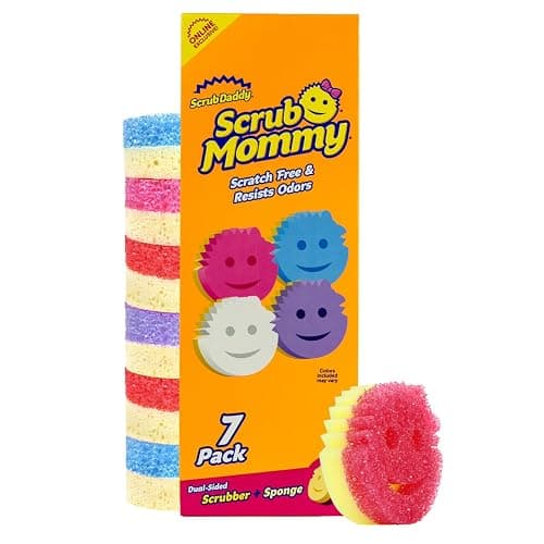 Scrub Daddy Scrub Mommy Kitchen Sponges for Dishes & Wiping Spills - Dual-Sided Dish Scrubber Sponge for Cleaning - Multi-Colored Bulk Pack - Stain & Odor Resistant (7 Count) - Image 1