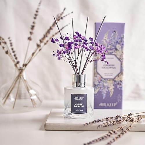 Airkeep Reed Diffuser Set,3.38 fl oz (100 ml) - Lavender Eucalyptus Oil Diffusers with 8 Reed Sticks, Home Fragrance Reed Diffuser for Bathroom Shelf Decor thumbnail 2
