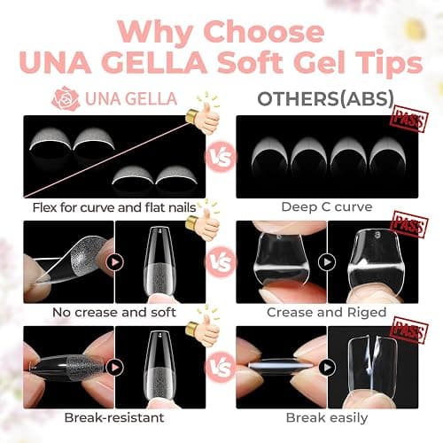 UNA GELLA Coffin Nails Tips 504pcs 12 Sizes, Pre-buffed Soft Gel Nail Tips | Full Cover Medium Coffin Press On Fake Nails for Acrylic False Nails Extension Home DIY Salon Gifts for Women and Girls thumbnail 5