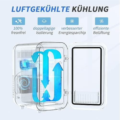 YASHE Mini-Kühlschrank, 6 Liter/8 Dosen, 220–240 V AC/DC, tragbarer thermoelektrischer Kühler, Kühlschränke für Schlafzimmer, Hautpflege, Getränke, Büro, Wohnheim und Auto, Schwarz thumbnail 7