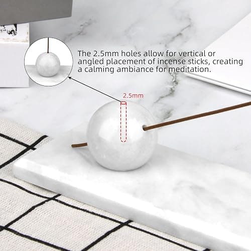 HESHIBI Marble Incense Holder Tray Incense Burner Modern Minimalist Home Deco and Desk Incense Holder for Sticks (Grey White) thumbnail 4