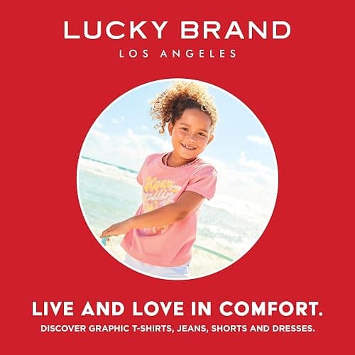 Lucky Brand Girls' Short Sleeve Graphic T-Shirt, Tagless Cotton Tee with Fun Designs thumbnail 3