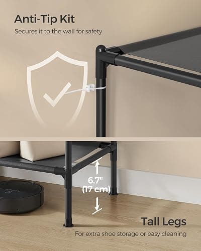 SONGMICS Clothes Rack,72 Inch Large Capacity Portable Closet, Heavy Duty Wardrobe Closet Organizer with Hanging Rails and Shelves, Total Load 330 lb, Easy Assembly, for Bedroom, Black URDR211B01 thumbnail 6