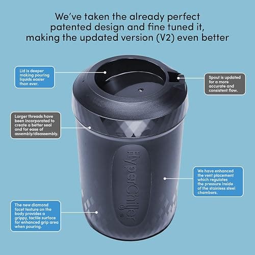 HyperChiller HC2BG Patented Iced Coffee/Beverage Cooler, NEW, IMPROVED,STRONGER AND MORE DURABLE! Ready in One Minute, Reusable for Iced Tea, Wine, Spirits, Alcohol, Juice, 12.5 Oz, Slate Blue thumbnail 5