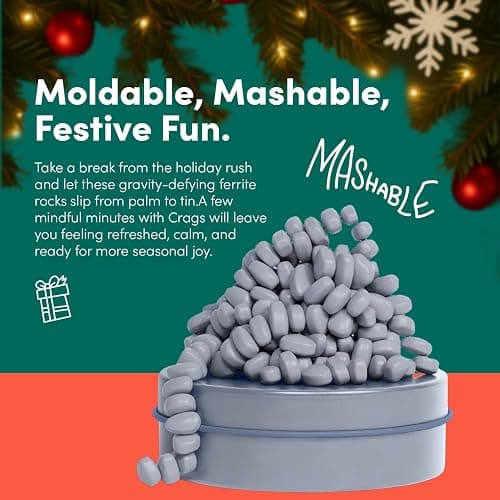 Speks Original Crags Ferrite Putty | 150+ Magnetic Stones in a Tin | Stress Relief Fidget Toy for Adults & Teens | Stocking Stuffer Neutral Slate, Small thumbnail 5