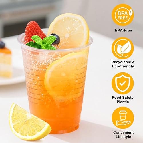 BYSNOW 7 oz Clear Plastic Cups, 500 Count Bulk, PP Clear Plastic Cups for Party with Higher Heat Resistance, Suit for Hot Beverages, Soda, Juice (7oz 500count) thumbnail 3