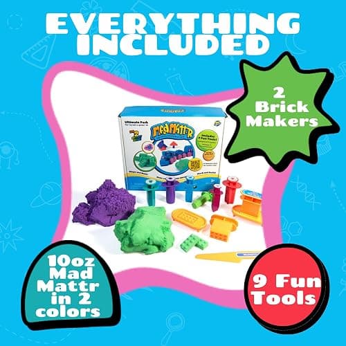 Mad Mattr Ultimate Pack, Fun for Ages 3 and up, 10oz of Mad Mattr, Extruders, Ultimate Brick Makers, a Safe Cutting Tool, Non-Toxic Dough and Never Dries Out thumbnail 4