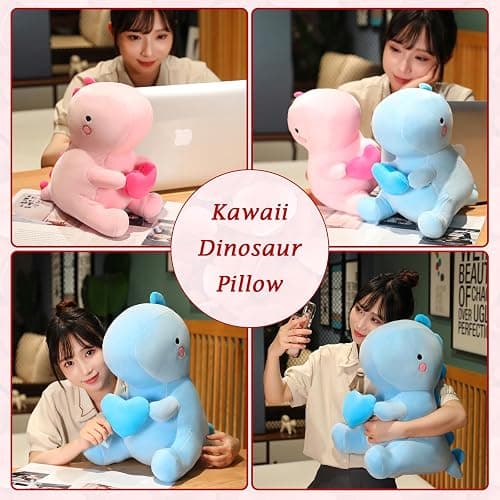 SQEQE Dinosaur Stuffed Animal, Loving Soft Dino Plush Toys with Holding Heart, Sweet Romantic Anniversary Birthday Gift for Her Girls Boys Girlfriend(Pink,12 inch) thumbnail 7
