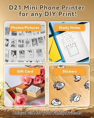 NDYIN Sticker Printer, PrintPods Mini Printer, Bluetooth Portable Sticker Maker with 3 Rolls Paper, Print Pod Inkless Thermal Printers for iphone, Impresora Portátil for Notes, Journal, DIY, Kids Gift thumbnail 6