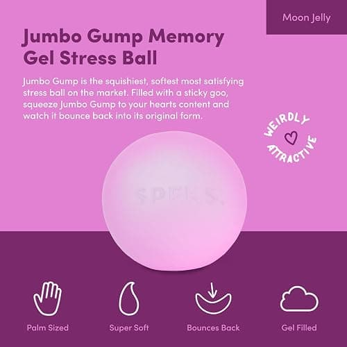 Speks Jumbo Gump Stress Balls | Ultra Soft Squishy Fidget Toy for Adults & Teens | Stress Relief & Desk Toy | Moon Jelly thumbnail 2