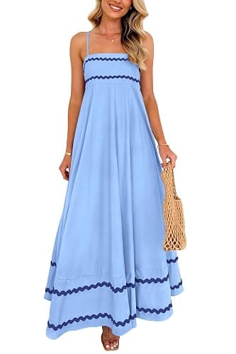 PRETTYGARDEN Women's 2026 Summer Flowy Maxi Dress Casual Sleeveless Spaghetti Strap Ruffle Beach Long Dresses - Image 1