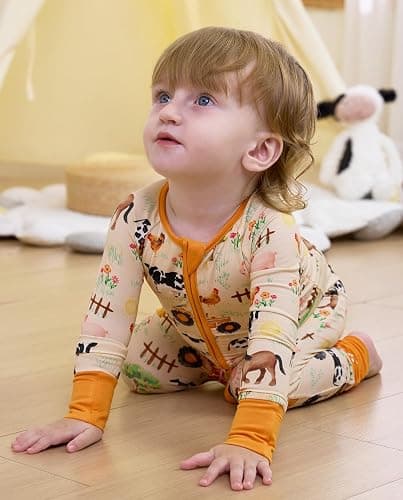 babee Reshinee Bamboo Viscose Baby Convertible Footie Pajama, Zipper Pajamas for Baby Boys & Girls, Sleep & Play Footed thumbnail 9