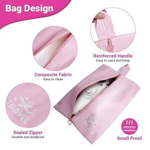 ourkiss Smell-Proof Cleat Bags for Sports - Durable Soccer Cleat Bag & Track Spike Bag | Water-Resistant Shoe Bags for Travel, Gym, Golf & Storage Esse Pink thumbnail 3