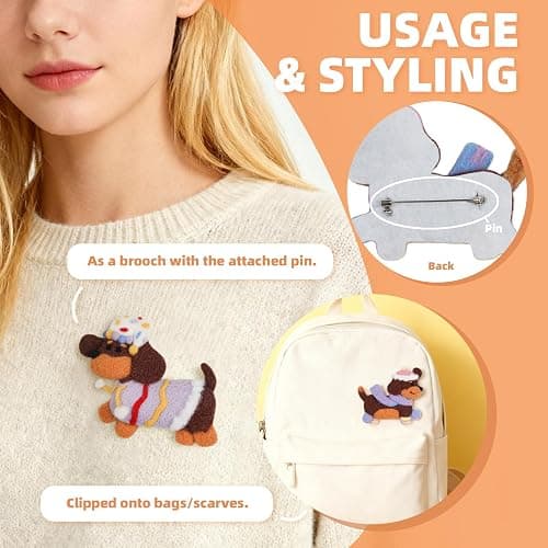 LUDOTEK Needle Felting Kit, 4 PCS Animal Needle Felting Beginner Kits, Wool Felt Needle Felting Tools Foam Pad, Craft Party Supplies for Beginners Adult(4pack Dachshund) thumbnail 7