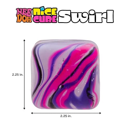 Schylling NeeDoh Nice Cube Swirl - Sensory Toy with a Super Solid Squish - Unique, Swirling Color Blend - Ages 3 and Up - Pink/White/Purple; One Cube Per Pack thumbnail 5
