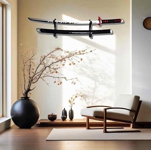 Eforlife 2/Set Sword Hook Wall Mount Samurai Sword Hanger Display Holder Adjustable for Katana Wakizashi Tanto Genji Sword Weapon Rack thumbnail 4